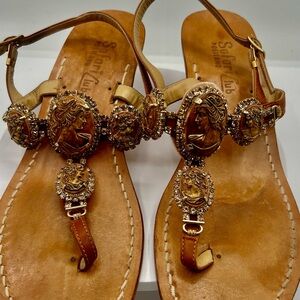 Italian handmade leather Tan Sandals